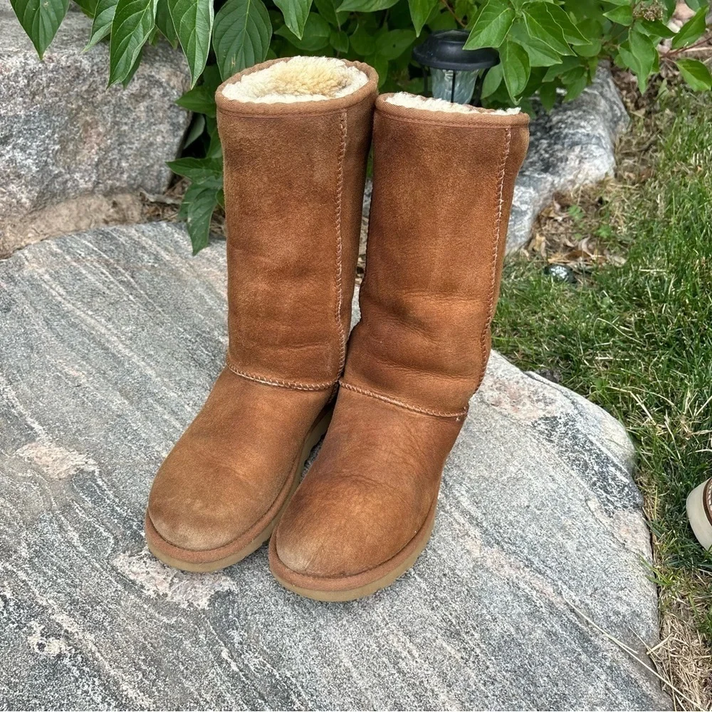 Ugg Australia Original Hickory Brown Boots Suede Shearling Winter Y2K Womens 6